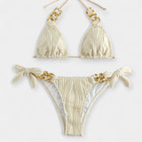 Juostuotas Bikinis Komplektas su Siūlėmis